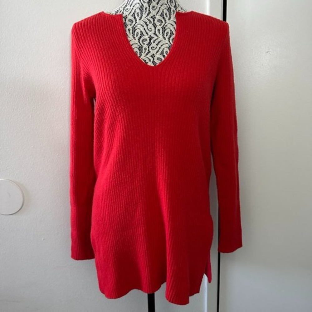 Ett Twa by Anthropologie Women's Merino Wool Blend Sweater Tunic Side Slit Sz XS
